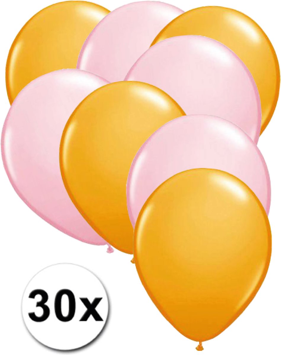 Ballonnen Oranje & licht roze 30 stuks 27 cm